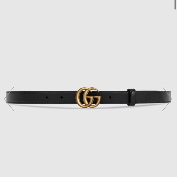 GUCCI - THIN LEATHER BELT WITH DOUBLE G BUCKLE - Picture 1 of 4